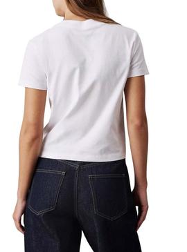 Camiseta Calvin Klein Jeans Script branca para mulher.