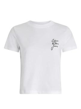 Camiseta Calvin Klein Jeans Script branca para mulher.