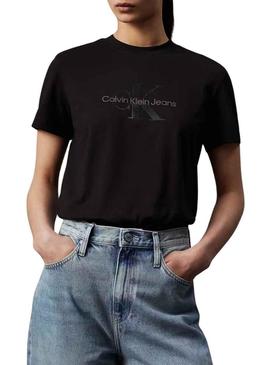 Camiseta Calvin Klein Jeans Monologo Glossy preto para mulher.