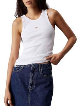 Camisa Calvin Klein Jeans Tank branca para mulher.