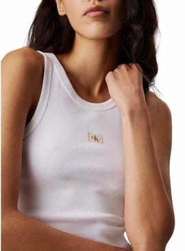 Camisa Calvin Klein Jeans Tank branca para mulher.