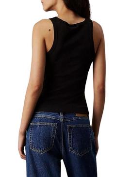 Camiseta Calvin Klein Jeans Tank preta para mulher.