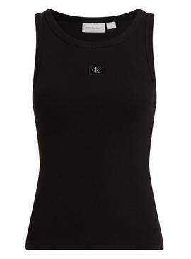 Camiseta Calvin Klein Jeans Tank preta para mulher.