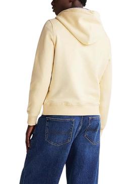 Moletom Tommy Jeans Linear Hoodie amarelo para mulher.