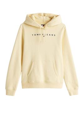 Moletom Tommy Jeans Linear Hoodie amarelo para mulher.