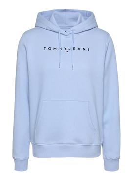 Moletom Tommy Jeans Linear Hoodie azul para mulher.