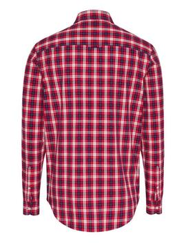 Camisa Tommy Jeans Poplin Check vermelha para homem