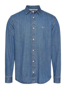 Camisa Tommy Jeans Mid azul para homem.