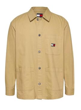 Camisa de abrigo Tommy Jeans Essential bege para homem.