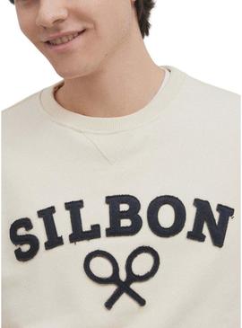 Moletom Silbon Raqueta bege para homem.