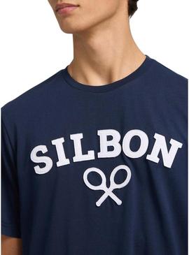 Camiseta Silbon Raqueta azul marino para homem