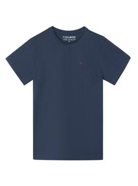 Camiseta Silbon Minilogo azul para homem.