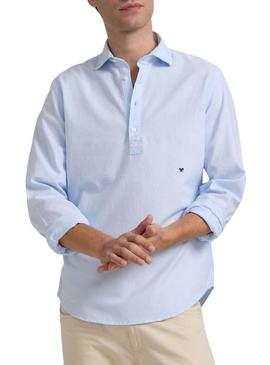 Camisa Silbon oxford azul para homem.