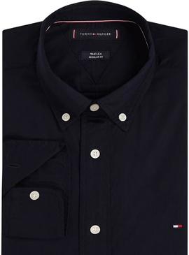 Camisa Tommy Hilfiger Core Flex azul marinho para homem.