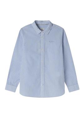 Camisa Pepe Jeans Celso azul e branco para menino