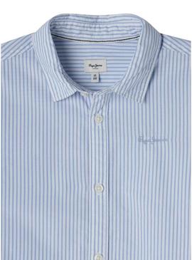 Camisa Pepe Jeans Celso azul e branco para menino