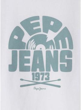 Camiseta Pepe Jeans Griffith branca para menino.