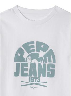 Camiseta Pepe Jeans Griffith branca para menino.