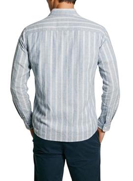 Camisa Pepe Jeans Artor de linho listrada azul para homem