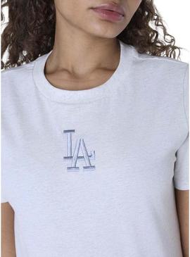 Camiseta New Era Athletics cinza para mulher