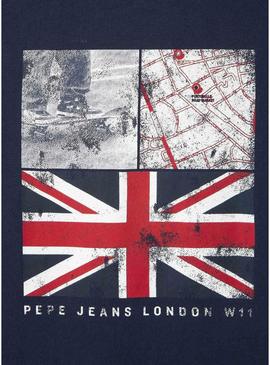 Camiseta Pepe Jeans Arlo azul marinho para menino.