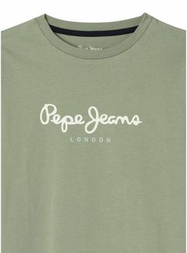 Camiseta Pepe Jeans New Art verde para menino.