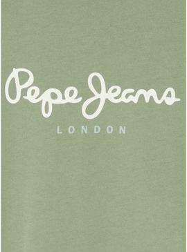 Camiseta Pepe Jeans New Art verde para menino.