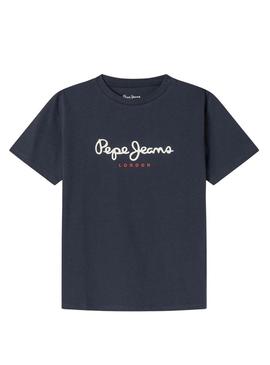 Camisa Pepe Jeans New Art azul marinho para crianças.