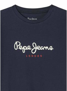 Camisa Pepe Jeans New Art azul marinho para crianças.