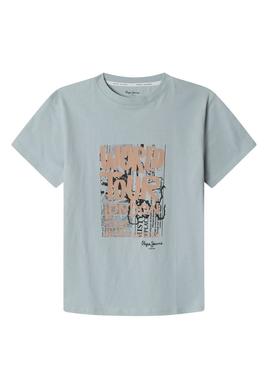 Camiseta Pepe Jeans Tobiah azul para menino.