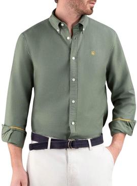 Camisa El Ganso Garment Dyed verde para homem.