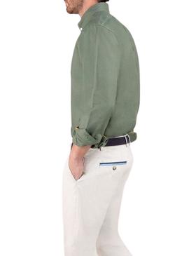 Camisa El Ganso Garment Dyed verde para homem.