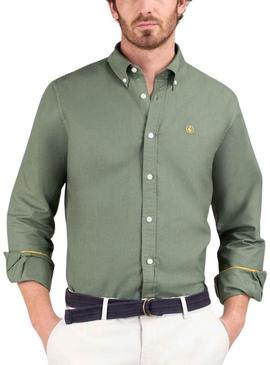 Camisa El Ganso Garment Dyed verde para homem.