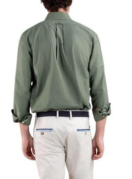 Camisa El Ganso Garment Dyed verde para homem.