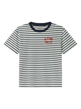 Camiseta Pepe Jeans James branco e marinho infantil.