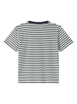 Camiseta Pepe Jeans James branco e marinho infantil.