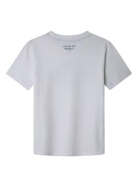  Camiseta Pepe Jeans Dalon branca para criança.