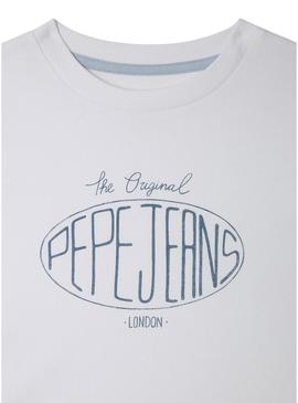  Camiseta Pepe Jeans Dalon branca para criança.