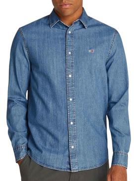 Camisa Tommy Jeans Mid azul para homem.