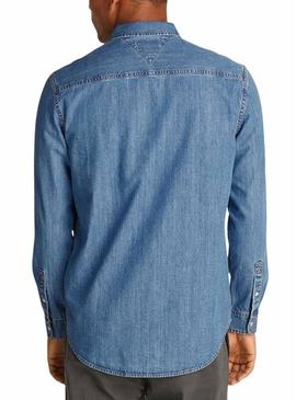 Camisa Tommy Jeans Mid azul para homem.