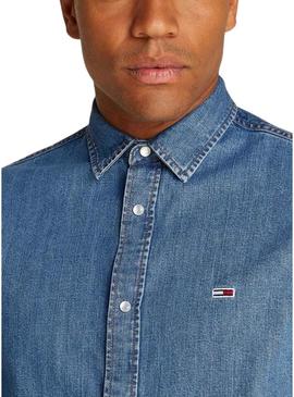 Camisa Tommy Jeans Mid azul para homem.