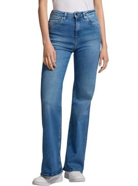 Calça jeans Pepe Jeans flare azul para mulher.