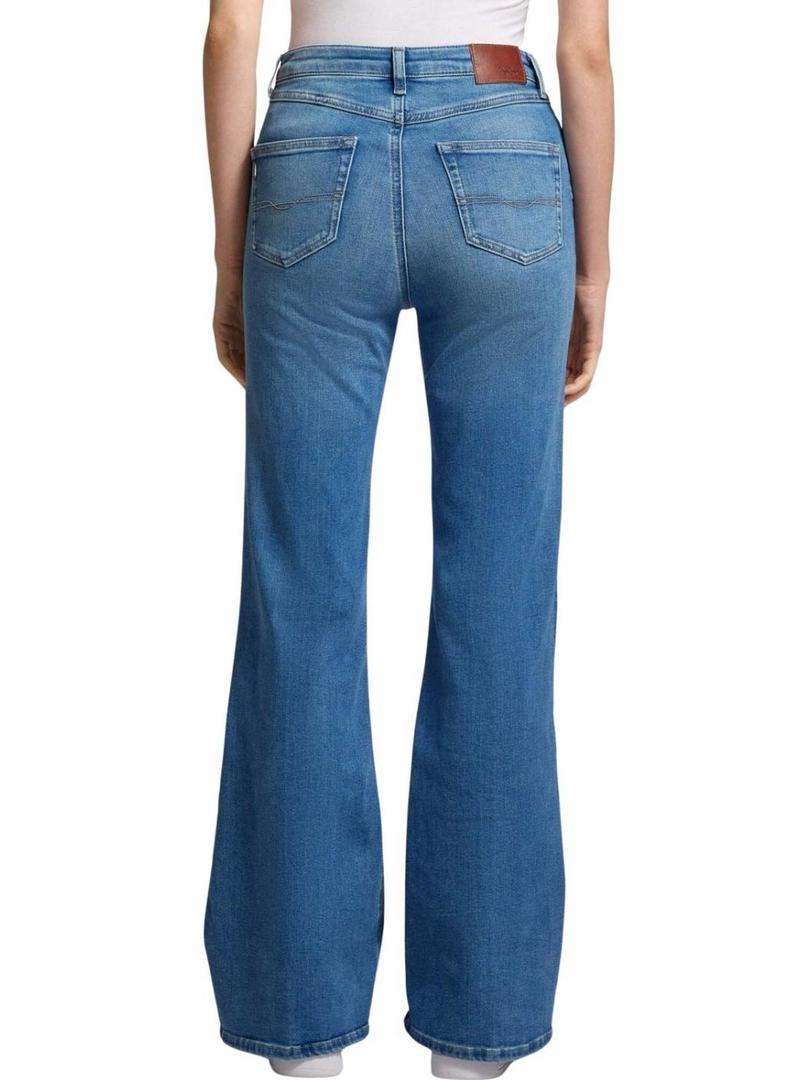 Calça jeans Pepe Jeans flare azul para mulher.