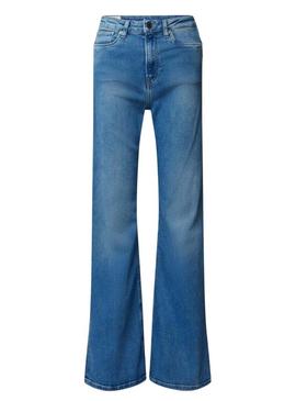 Calça jeans Pepe Jeans flare azul para mulher.