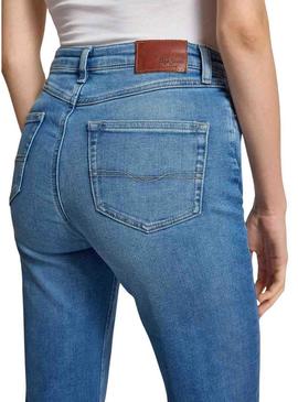 Calça jeans Pepe Jeans flare azul para mulher.