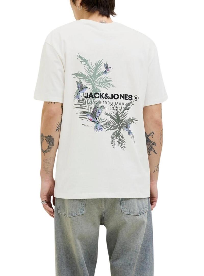 Camiseta Jack and Jones Hawaii bege para homem