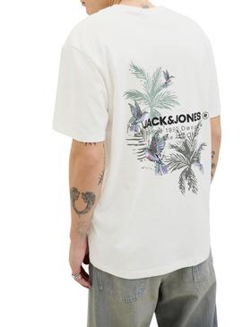 Camiseta Jack and Jones Hawaii bege para homem