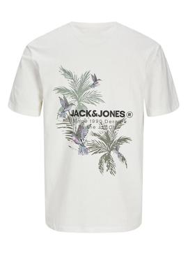 Camiseta Jack and Jones Hawaii bege para homem