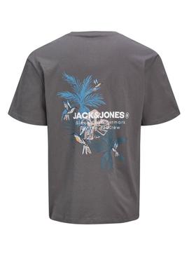 Camiseta Jack and Jones Hawaii cinza para homem