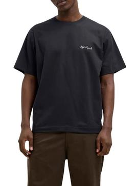 Camiseta Jack and Jones Islington preta para homem.